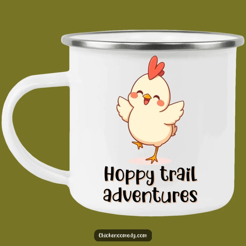 Funny Happy Chicken Hop Camping Mug: Enjoy Joyful Sips Outdoors