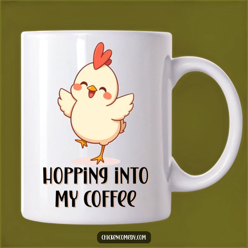 Funny Happy Chicken Hop Mug: Celebrate Joy with this Hilarious Jumping Fowl Gift
