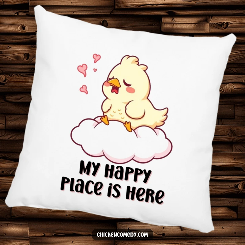 Funny Sleepy Chicken Pillow featuring a chicken yawning on a soft cloud, ideal for cozy naps and humorous decor.