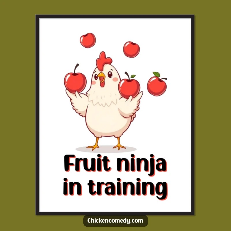 Funny Chicken Juggling Digital Art: Instant Playful Decor for Farm Lovers