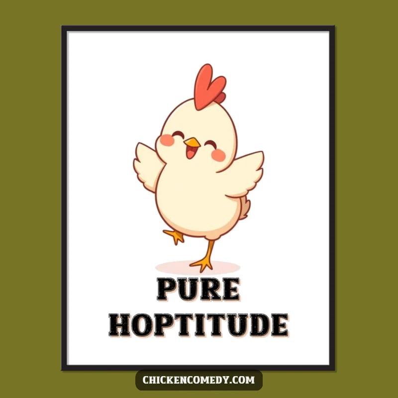 Funny Happy Chicken Hop Digital Print: Instant Joyful Art for Walls
