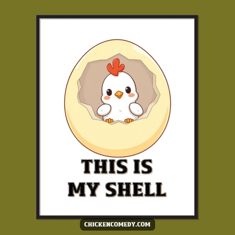 Funny Curious Chicken Digital Print: Instant Laughs with this Hilarious Egg Art