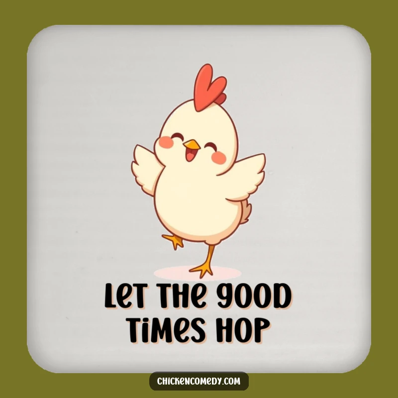 Funny Happy Chicken Hop Coaster: Protect Surfaces with Joyful Art