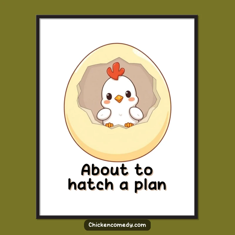 Free Printable Funny Wall Art: Curious Chicken Egg Hatching - Quirky Downloadable Decor!