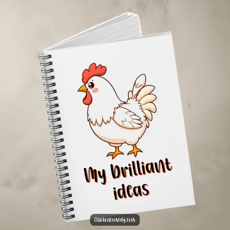 Funny Proud Chicken Notebook with a chicken displaying a perfect feather, ideal for writing and stylish note-taking.
